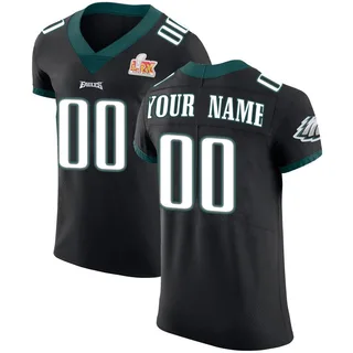 Custom Philadelphia Eagles Men's Elite Custom Alternate Vapor Untouchable Super Bowl LIX Nike Jersey - Black