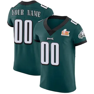 Custom Philadelphia Eagles Men's Elite Custom Midnight Team Color Vapor Untouchable Super Bowl LIX Nike Jersey - Green