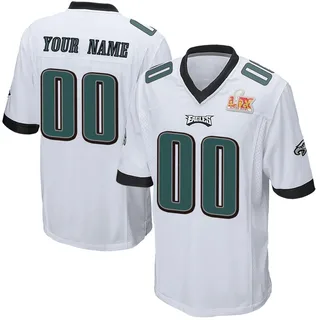Custom Philadelphia Eagles Men's Game Custom Super Bowl LIX Nike Jersey - White