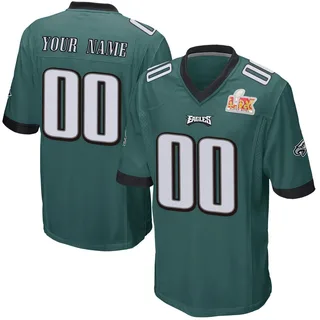 Custom Philadelphia Eagles Men's Game Custom Team Color Super Bowl LIX Nike Jersey - Green