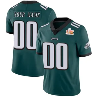 Custom Philadelphia Eagles Men's Limited Custom Midnight Team Color Vapor Untouchable Super Bowl LIX Nike Jersey - Green