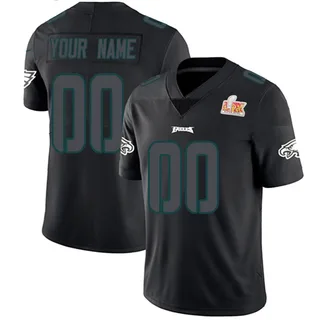 Custom Philadelphia Eagles Men's Limited Custom Super Bowl LIX Nike Jersey - Black Impact