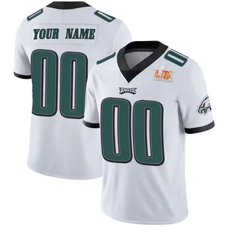 Custom Philadelphia Eagles Men's Limited Custom Vapor Untouchable Super Bowl LIX Nike Jersey - White
