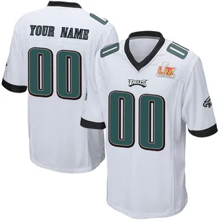 Custom Philadelphia Eagles Youth Game Custom Super Bowl LIX Nike Jersey - White