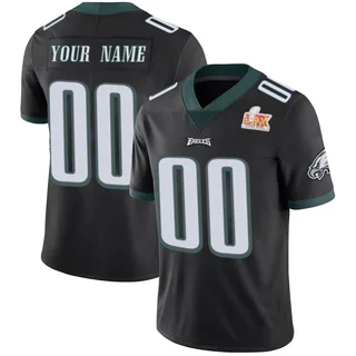 Custom Philadelphia Eagles Youth Limited Custom Alternate Vapor Untouchable Super Bowl LIX Nike Jersey - Black
