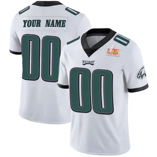 Custom Philadelphia Eagles Youth Limited Custom Vapor Untouchable Super Bowl LIX Nike Jersey - White