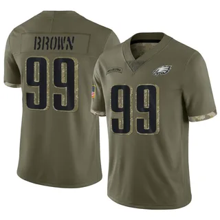 Jerome Brown Philadelphia Eagles Men's Limited 2022 Salute To Service Jersey - Olive