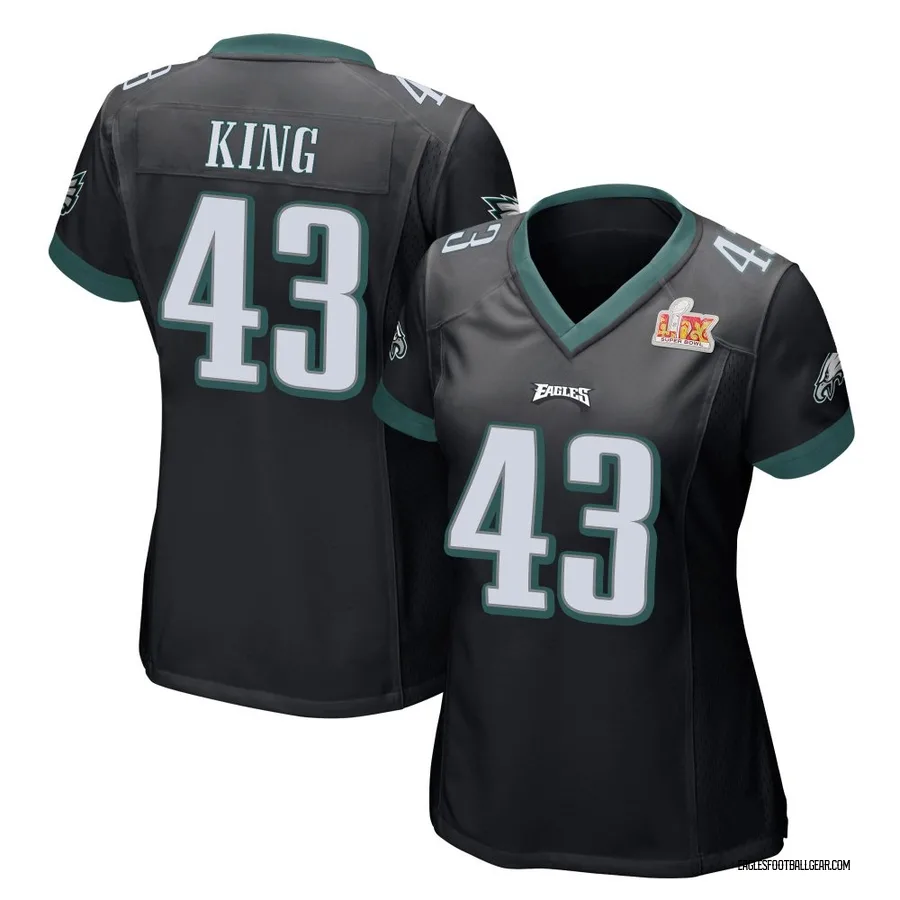 Johnny King Philadelphia Eagles Women's Game Alternate Super Bowl LIX Nike Jersey - Black