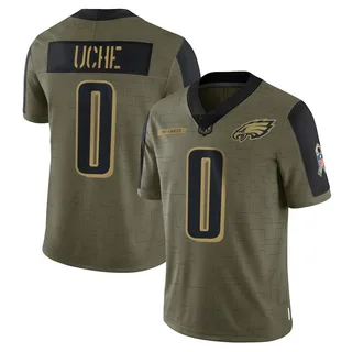 Joshua Uche Philadelphia Eagles Youth Limited 2021 Salute To Service Nike Jersey - Olive