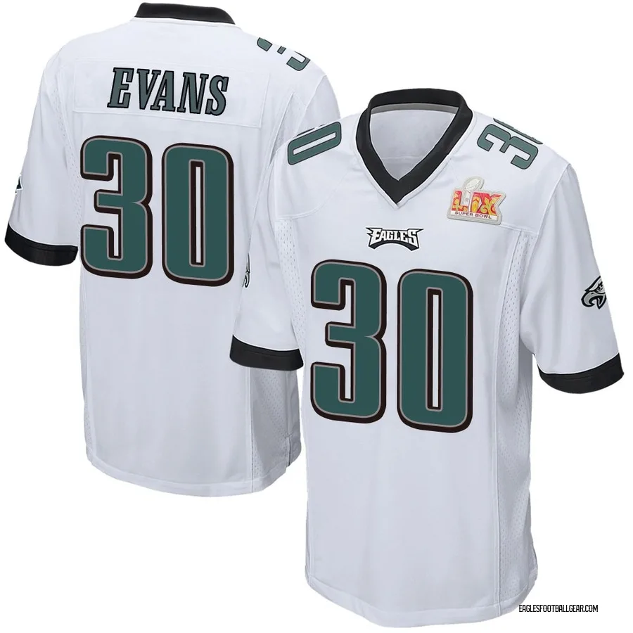 Justin Evans Philadelphia Eagles Youth Game Super Bowl LIX Nike Jersey - White
