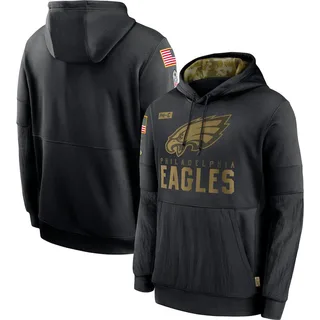 Men's Philadelphia Eagles Black 2020 Salute to Service Sideline Performance Pullover Hoodie