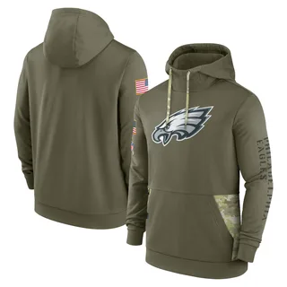 Men's Philadelphia Eagles Olive 2022 Salute to Service Therma Performance Pullover Hoodie