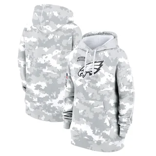 Philadelphia Eagles Women's 2024 Salute To Service Club Fleece Pullover Hoodie Arctic Camo