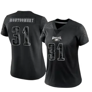 Wilbert Montgomery Philadelphia Eagles Women's Limited Reflective Nike Jersey - Black