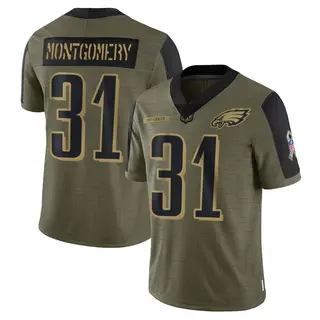 Wilbert Montgomery Philadelphia Eagles Youth Limited 2021 Salute To Service Nike Jersey - Olive
