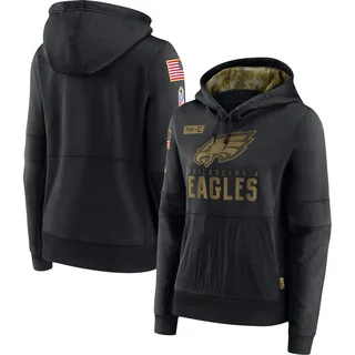 Women's Philadelphia Eagles Black 2020 Salute to Service Performance Pullover Hoodie