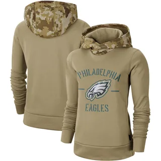 Women's Philadelphia Eagles Khaki 2019 Salute to Service Therma Pullover Hoodie