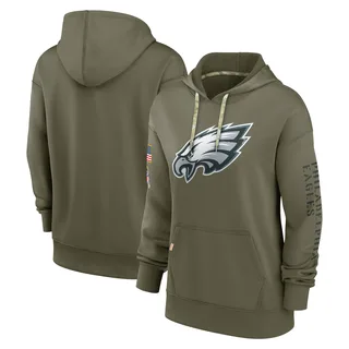 Women's Philadelphia Eagles Olive 2022 Salute to Service Performance Pullover Hoodie