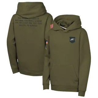 Youth Philadelphia Eagles Olive 2025 Salute to Service Club Fleece Hoodie